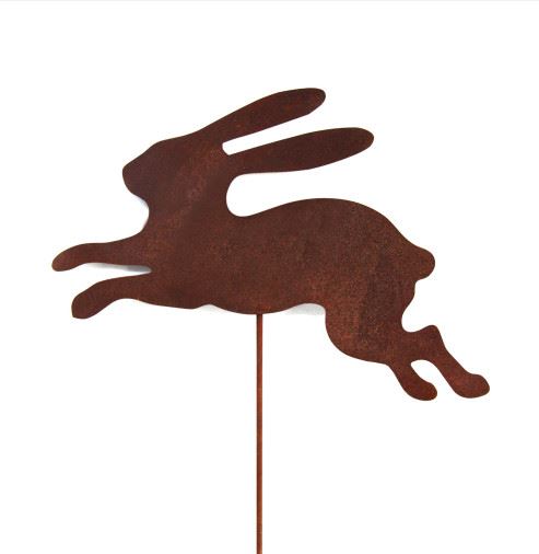 정원철제장식 스틱형 [뛰는 토끼]- 47×34cm